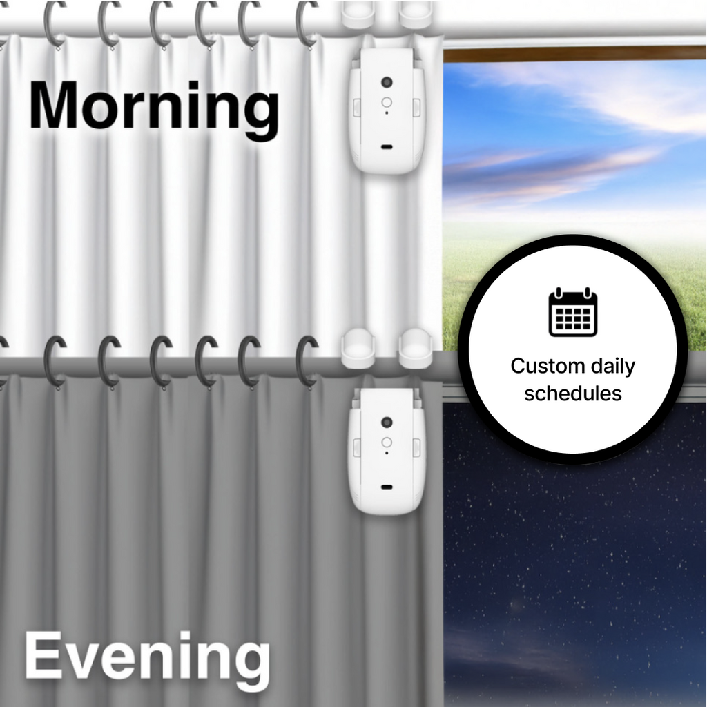 Smart Curtain Robot, Automates your existing curtains, no drilling or rewiring (Roman Rod)