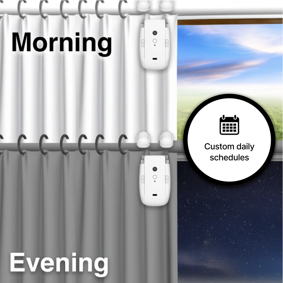 Smart Curtain Robot, Automates your existing curtains, no drilling or rewiring (Roman Rod)