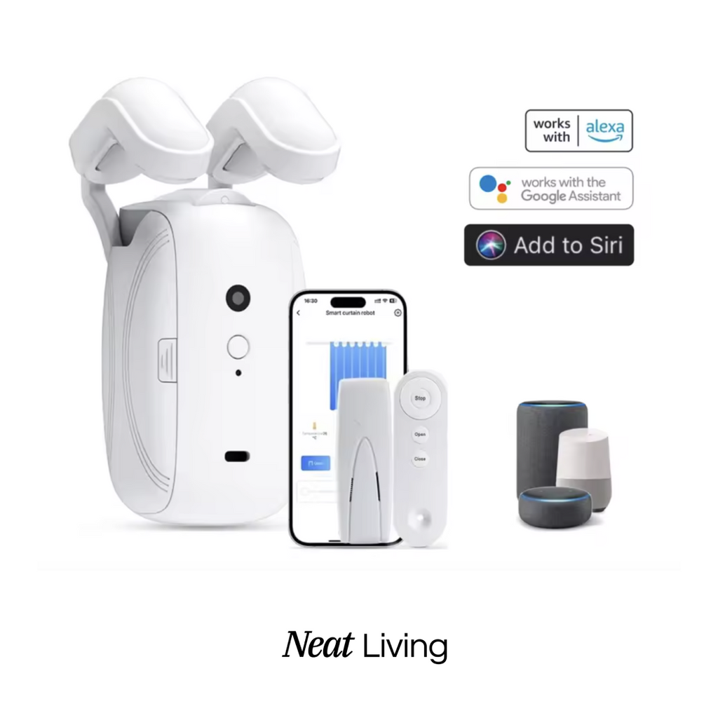 Smart Curtain Robot, Automates your existing curtains, no drilling or rewiring (Roman Rod)